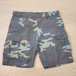 Levis Cargo Shorts Men 38 Green Camo Military Army Utility Camoflauge 11" Inseam